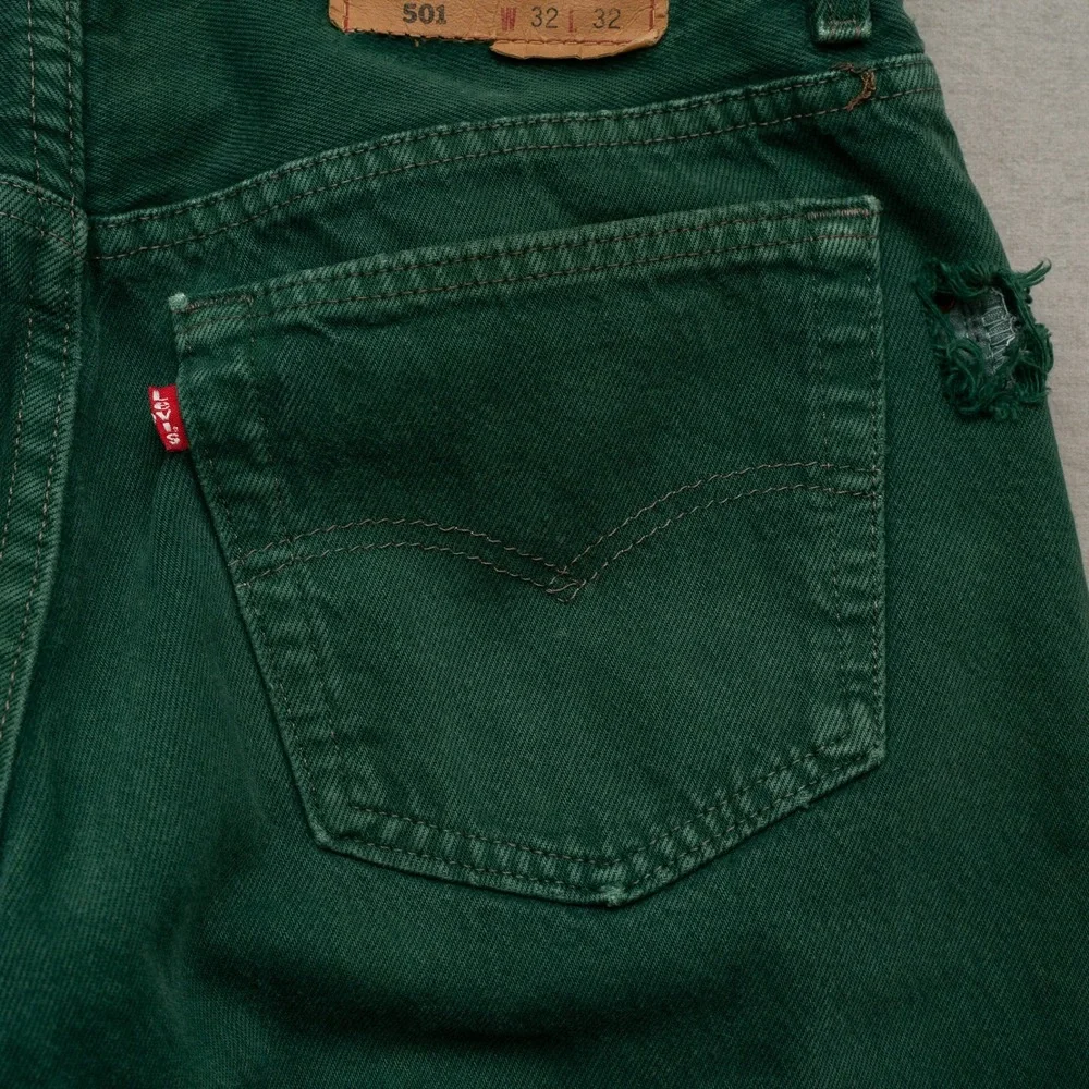 Vintage 90s Levis 501 XX Bright Forest Green USA Made 30